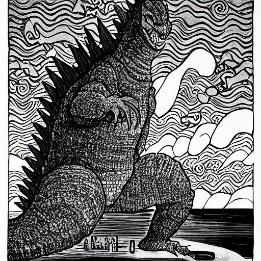 Image similar to godzilla, junji ito,