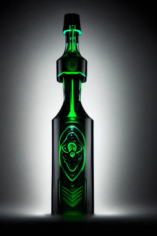 Image similar to vodka bottle, by razer, gaming vodka, promotional photo, rgb lights, cinematic