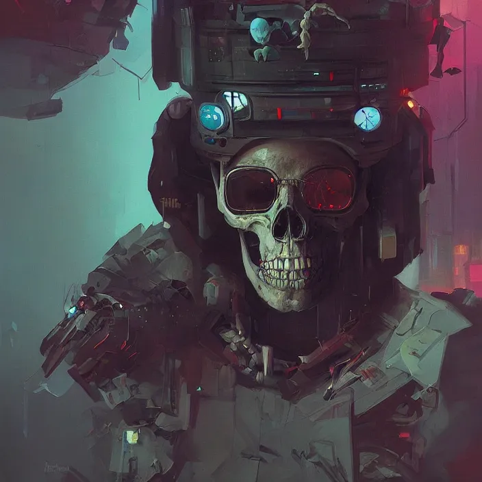 Image similar to a beautiful painting of a cyberpunk skull by sergey kolesov and nekro and pascal blanche and rhads. in style of colorful comic noir illustration, symmetry, sci fi, hyper detailed. octane render. trending on artstation