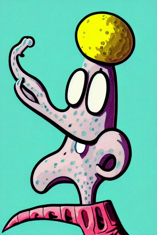 Prompt: squidward nose testicles, pop art, pixel, ultrarealistic digital art, concept art, aesthetic details, random anatomy features animals + human + environment, random object position, smooth painting, intricate details, sharp focus, three colors, classic, paper border, elegant, 4 d, watercolor pencil + ink drawing, art by mimmo rottela and bengus and banksy