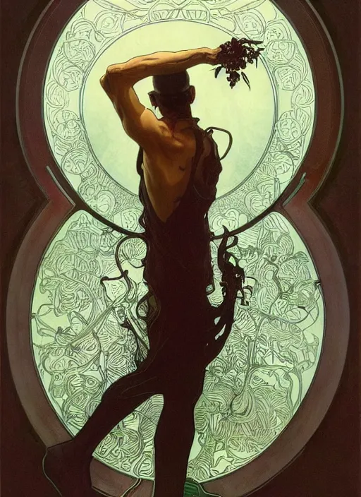 Prompt: a man by james jean, alphonse mucha, brian despain, will murai, linn olofsdotter, sam weber, jinyoung shin, joy ang, andrey gordeev, mark verhaagen, paul davey, craig mullins, shane prigmore, ryohei hase, andrew wyeth, szukalski