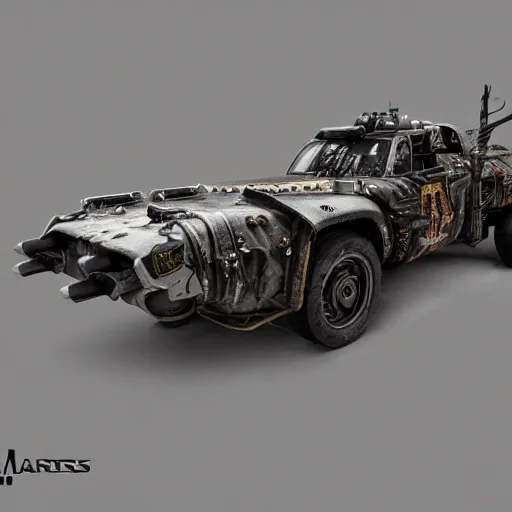 Image similar to mad max vehicles made out of ork technology from warhammer 40k, au naturel, hyper detailed, digital art, trending in artstation, cinematic lighting, studio quality, smooth render, unreal engine 5 rendered, octane rendered, art style by klimt and nixeu and ian sprigger and wlop and krenz cushart