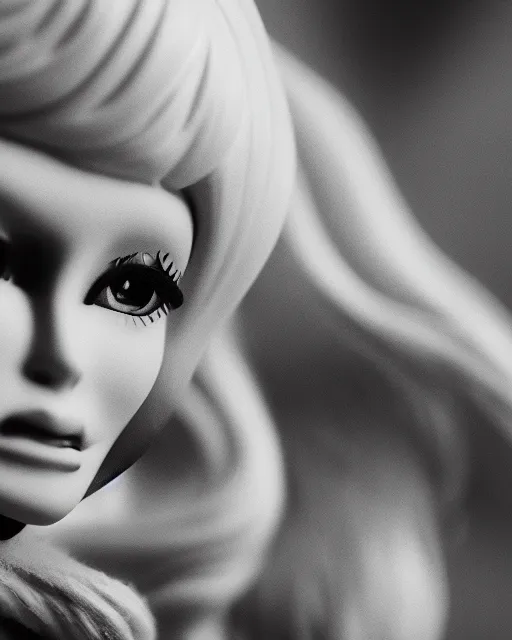 Image similar to high quality presentation photo of brigitte bardot as a porcelain doll, photography 4k, f1.8 anamorphic, bokeh, 4k, Canon, Nikon