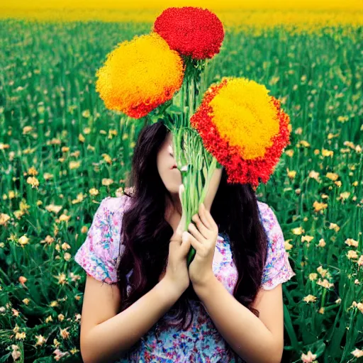 Image similar to flowerhead, girl, flowerfield