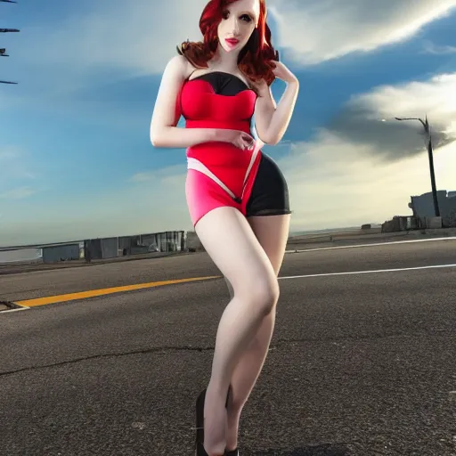 Image similar to amouranth as a GTA style character on a loading screen, 4k, high detail, high-resolution photograph, professional photography, ultra-detail