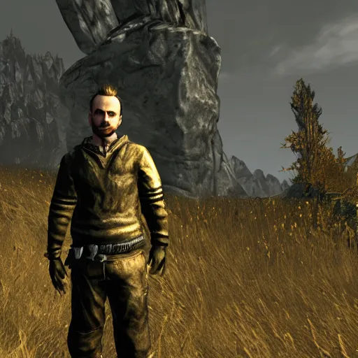 Image similar to Video game Screenshot of Jesse Pinkman in skyrim
