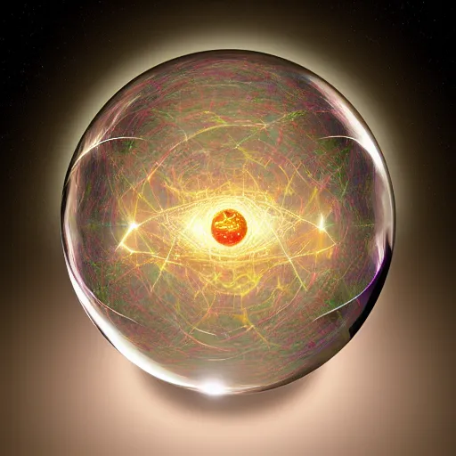 Image similar to psychonautist in a crystal sphere, digital painting, award winning, volumetric lighting