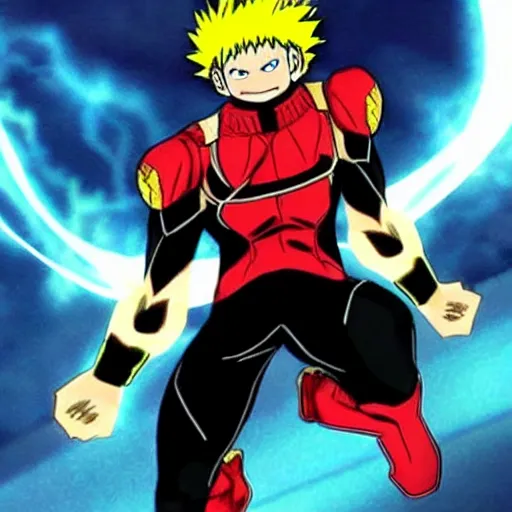 Image similar to bakugo in a superhero pose