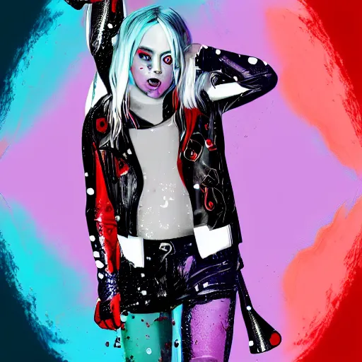 Image similar to Billie Eilish as Harley Quinn digital art 4k detail