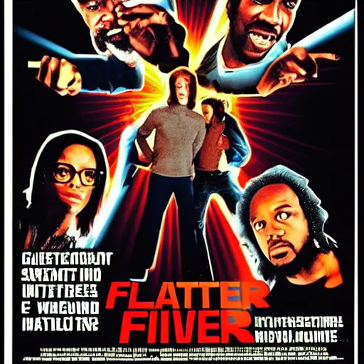 Image similar to movie poster for shaft vs. flatliners, 1 9 8 0's style, and 1 9 9 0's style