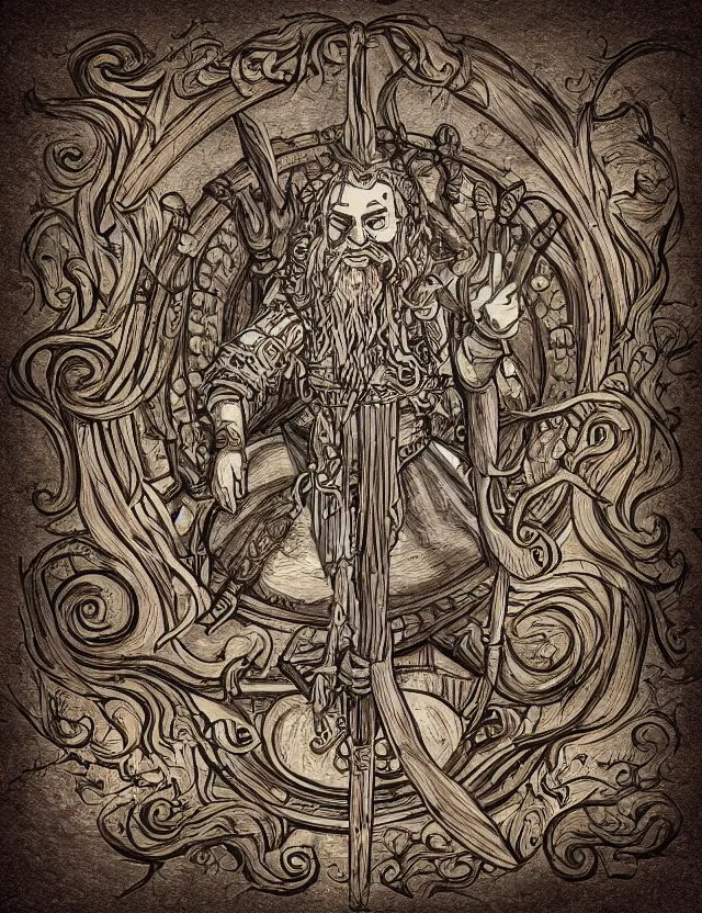 Image similar to medium shot of an ornate wooden staff, fantasy illustration, medieval era, blank background, studio lighting, hand - drawn digital art