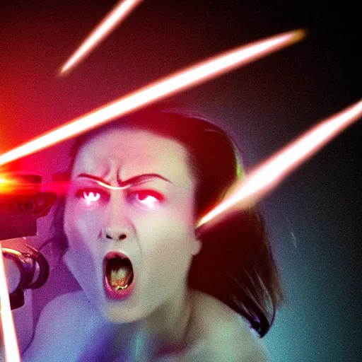Image similar to a angry woman shooting lasers out of her eyes