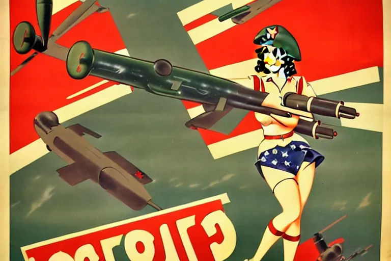 Image similar to 1940s, war, anime, poster