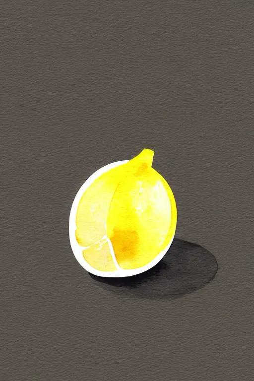 Image similar to minimalist watercolor art of a yellow lemon on white background, illustration, vector art