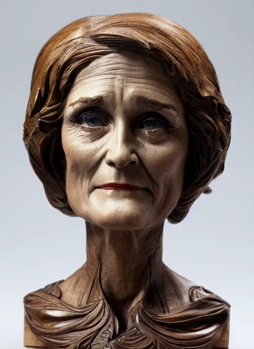 Image similar to high intricate bust of an margot kidder [ 1 9 7 0 ] carved from wood in baroque style, studio light, maria panfilova, andrea savchenko, mike kime, ludovic plouffe, qi sheng luo, oliver cook, trending on artstation