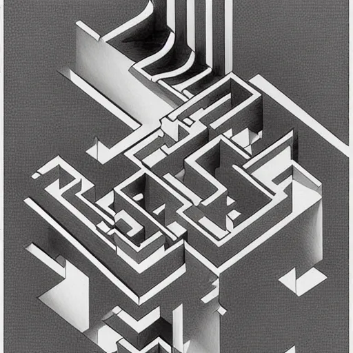 Prompt: isometric art by m. c. escher