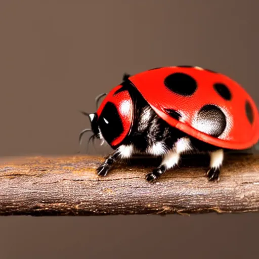 Image similar to a feline ladybug - cat - hybrid, animal photography