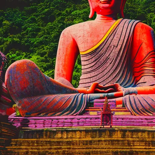 Prompt: massive buddha statue, thailand drone photography, beautiful colors, perfect lighting, extremely detailed