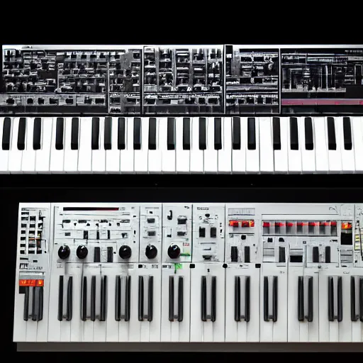 Image similar to a TB303, a TR909, A Moog Synthesizer