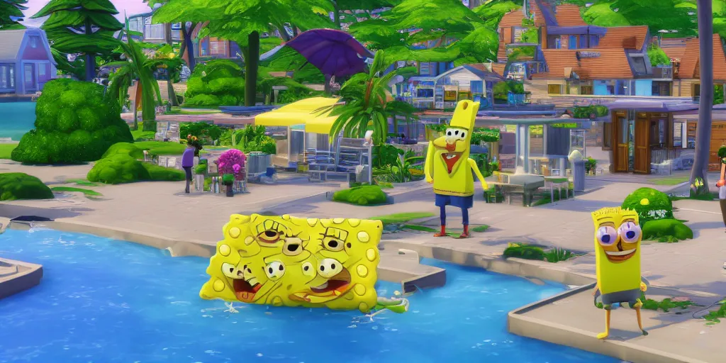 Prompt: SpongeBob in the sims 4, trending on artstation, hyper realism, 8k.