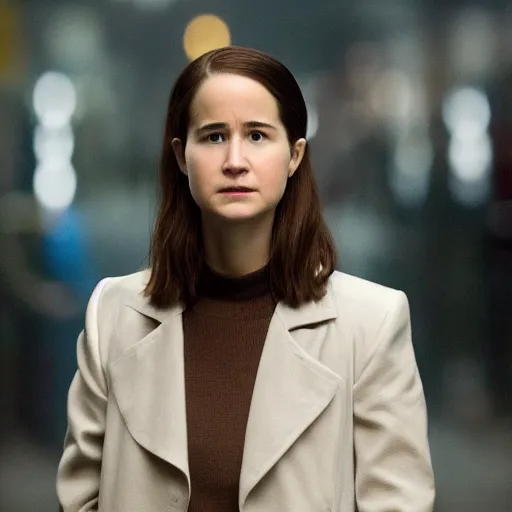 Image similar to film still of cyborg katherine waterston in the movie black rain, realistic, 8 k