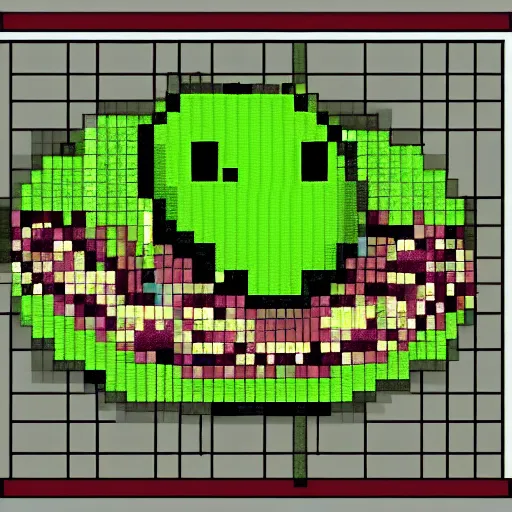 Image similar to wormy salad. pixelart