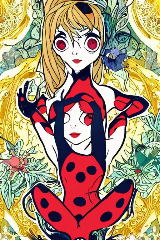 Image similar to art nouveau, miraculous ladybug