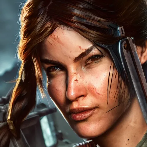 Image similar to Lara croft as spiderwoman, heavy rain ,dramatic, intricate, highly detailed, concept art, smooth, sharp focus, illustration, Unreal Engine 5, 8K