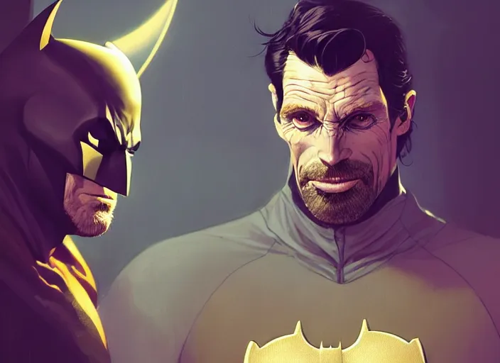 Image similar to highly detailed portrait of kevin conroy as batman, stephen bliss, unreal engine, art by greg rutkowski, loish, rhads, ferdinand knab, makoto shinkai and lois van baarle, ilya kuvshinov, rossdraws, tom bagshaw, global illumination, radiant light, detailed and intricate environment