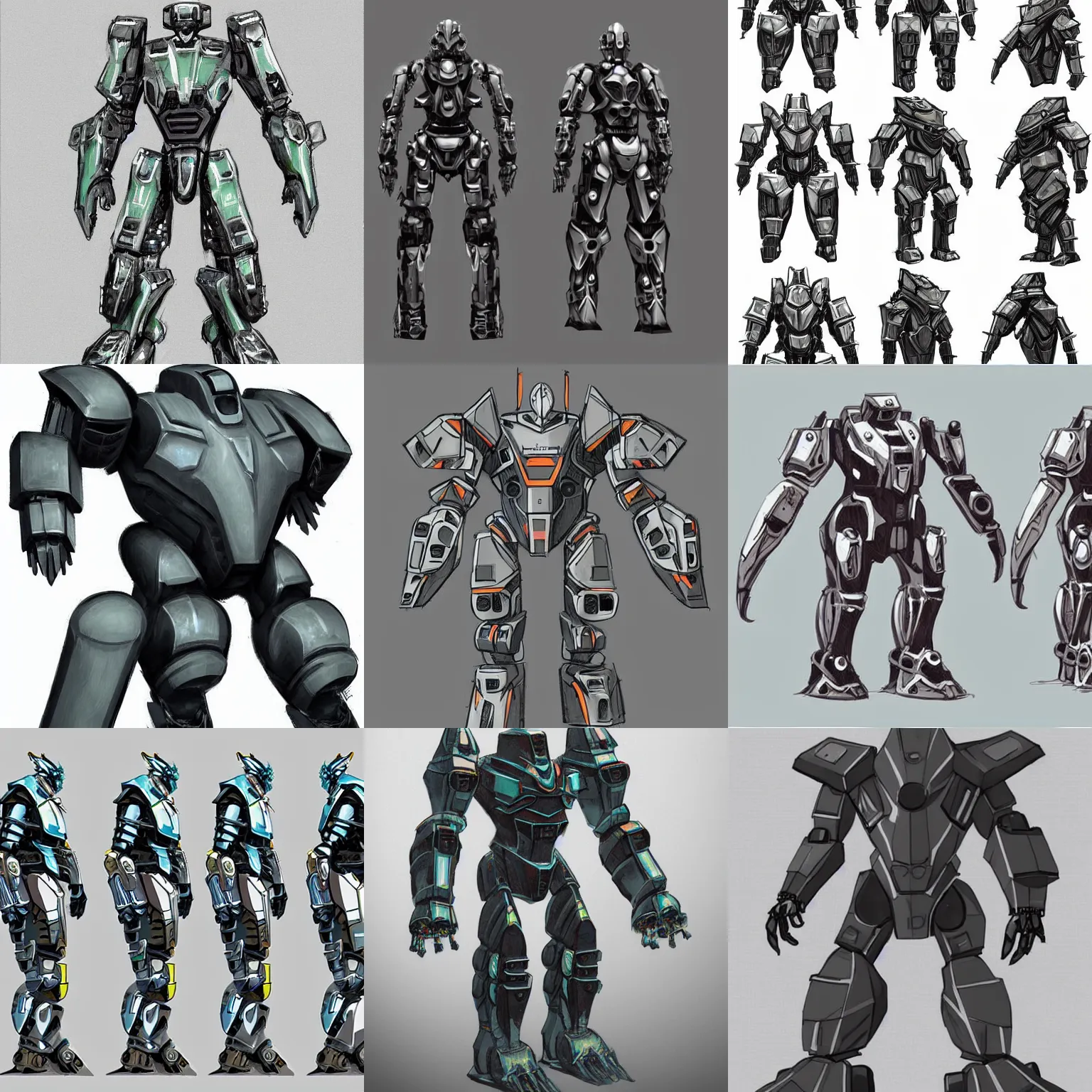 Prompt: concept art of a big humanoid mech armour