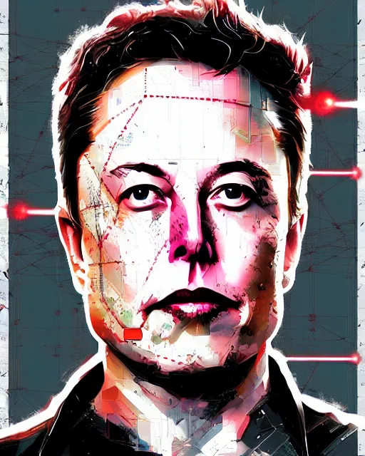 Prompt: portrait of elon musk, binary code pattern, matrix, ismail inceoglu