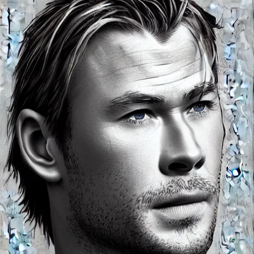 Prompt: chris hemsworth, digital art, utamaro kitagawa style