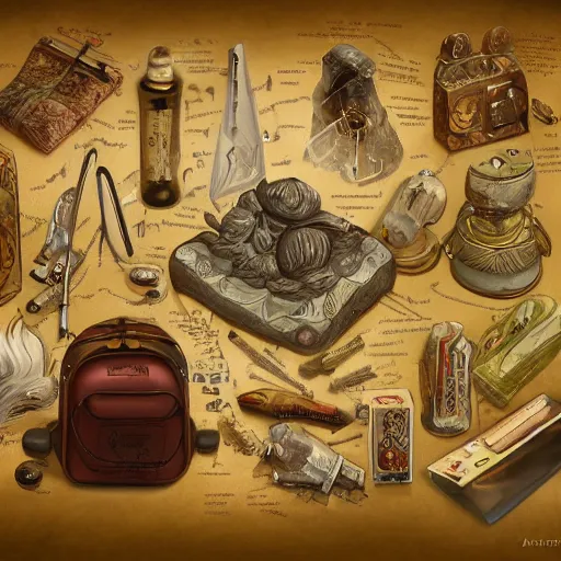 Image similar to Another dimension universe inside ampoules and alambics in a surreal ancient doctor's bag, intricated detailed, soft painting depth of field, trending on artstation