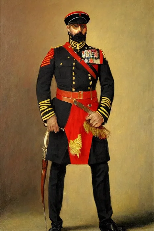 Image similar to full body portrait of the dictator of the miami heat, 1 8 8 9, in full military garb, oil on canvas by william sidney mount, trending on artstation