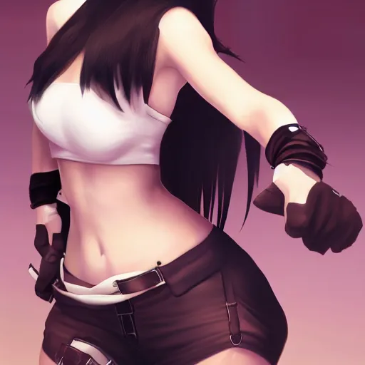 Prompt: high quality art of tifa lockhart with blindfold, trending on artstation