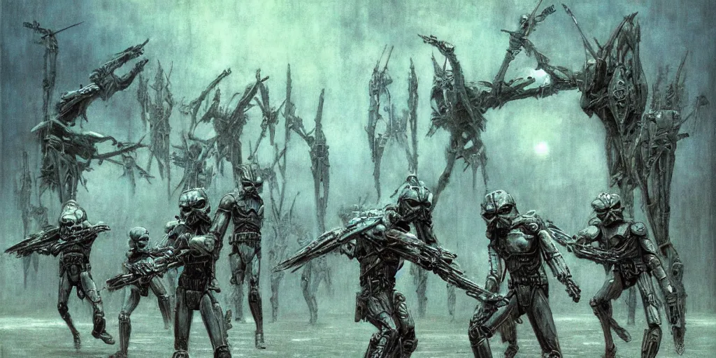 Image similar to Battles of the Clone Wars (from Star Wars) by Beksinski, Luis Royo