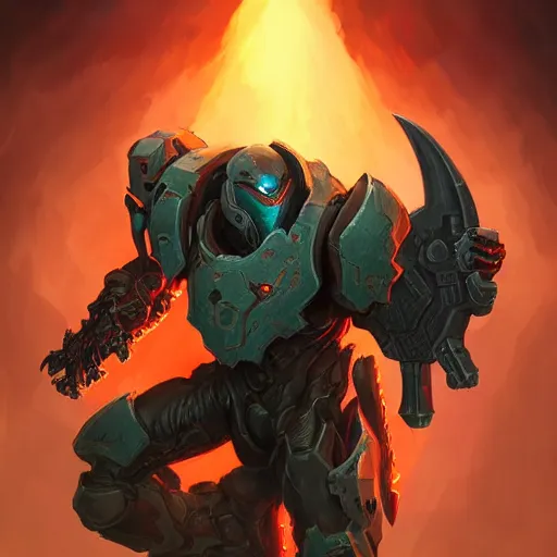 Image similar to doom slayer, warframe, fantasy art heartstone video game icon, 2 d game art gta cover, official fanart behance hd artstation by jesper ejsing, by rhads, makoto shinkai and lois van baarle, ilya kuvshinov, rossdraws