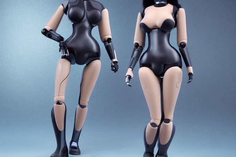 Prompt: Adult curvy Female robot, smartphone footage