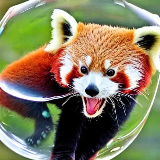 Prompt: a red panda in a bubble