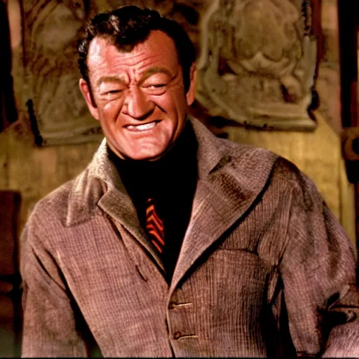 Image similar to a film still of john wayne as harry potter