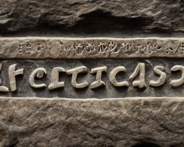 Image similar to photograph of a programming language carved into a stone tablet