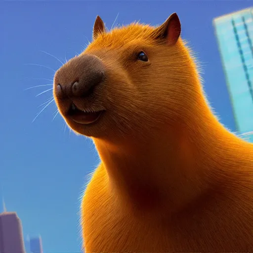 Image similar to a capybara in the style of spiderverse animation