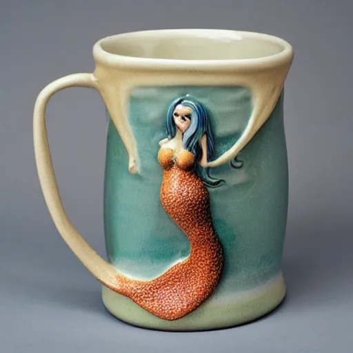 Image similar to a ceramic mermaid mug