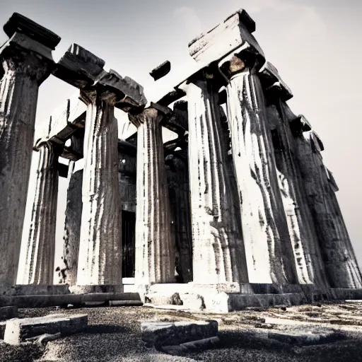 Prompt: A detailed photo of greek temple on a flying island