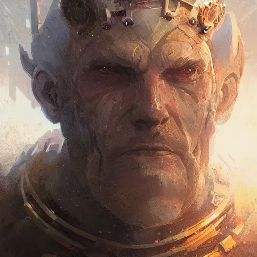 Image similar to mechanical king of multiverse, portrait, elden ring, by greg rutkowski