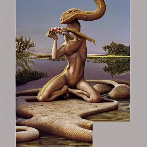 Image similar to lavish by emile galle, by michael whelan ancient roman. a beautiful land art of a snake eating its own tail that seems to go on forever.