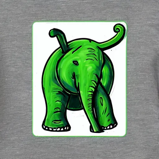 Image similar to green elephant in the style of popular nft arts