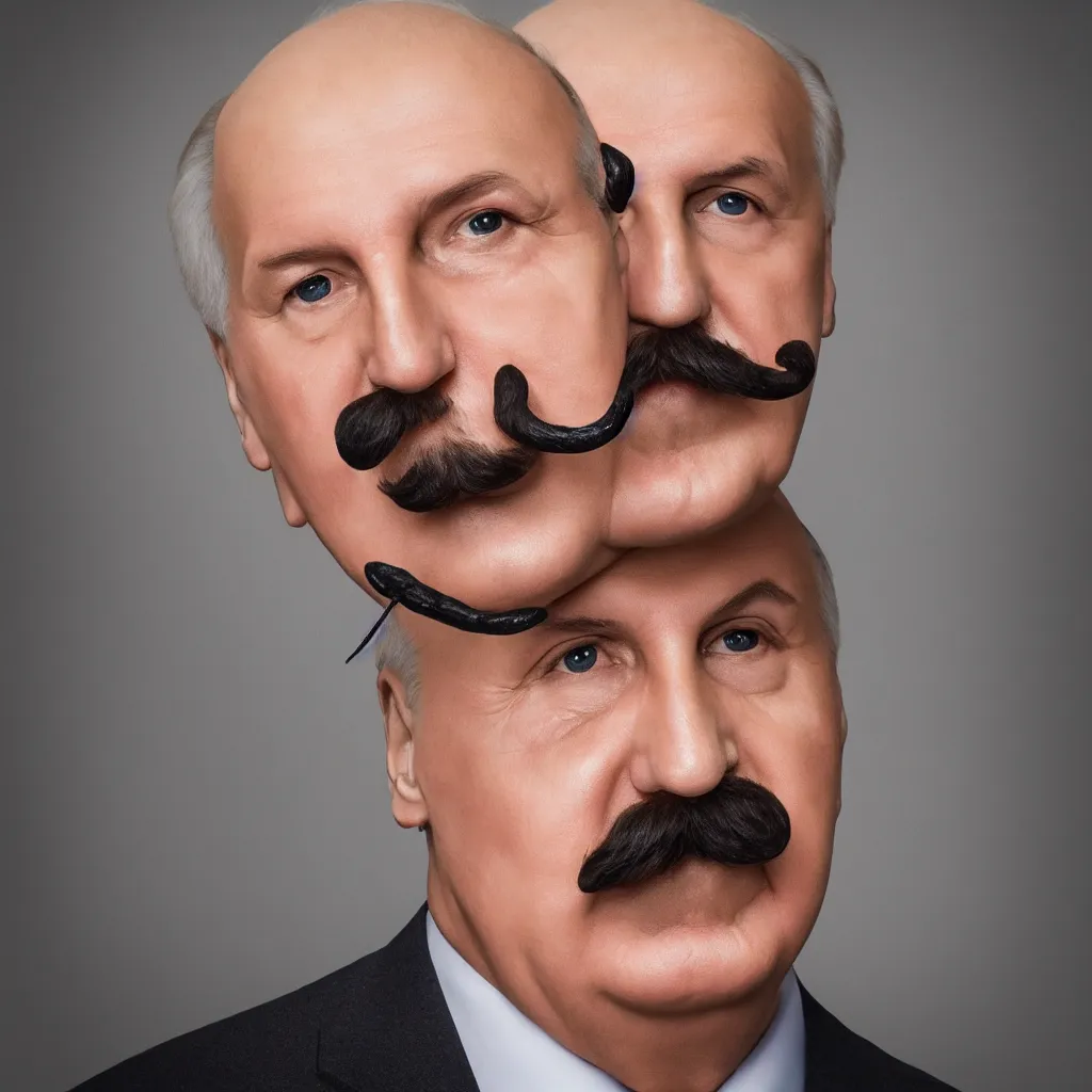 Image similar to single portrait of alexander lukashenko, mustache swapped with one potato, very detailed, 4 k, professional photography