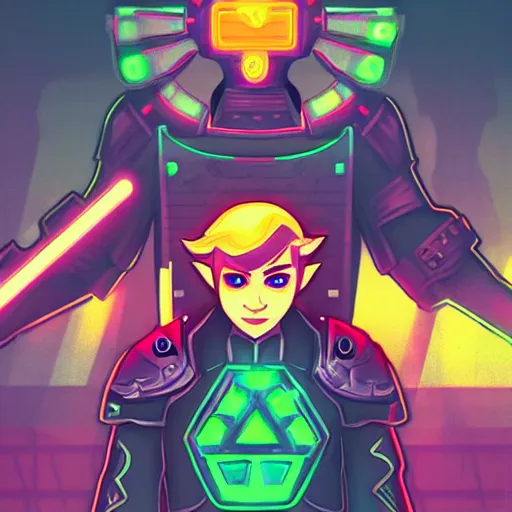 Image similar to cyberpunk legend of zelda, neon