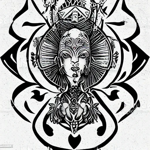 Prompt: tattoo design, stencil, tarot card, adobe illustrator, vector art, digital art